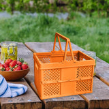 Maxbell Foldable Picnic Basket Medium Shopping Basket for Barbecue Household Outdoor Orange