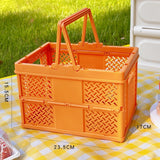 Maxbell Foldable Picnic Basket Medium Shopping Basket for Barbecue Household Outdoor Orange