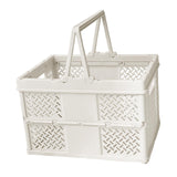 Maxbell Foldable Picnic Basket Medium Shopping Basket for Barbecue Household Outdoor White