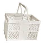 Maxbell Foldable Picnic Basket Medium Shopping Basket for Barbecue Household Outdoor White
