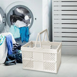 Maxbell Foldable Picnic Basket Medium Shopping Basket for Barbecue Household Outdoor White