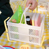 Maxbell Foldable Picnic Basket Medium Shopping Basket for Barbecue Household Outdoor White