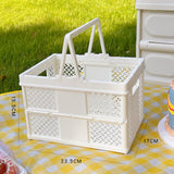 Maxbell Foldable Picnic Basket Medium Shopping Basket for Barbecue Household Outdoor White