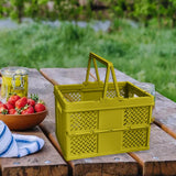 Maxbell Foldable Picnic Basket Medium Shopping Basket for Barbecue Household Outdoor Green