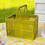 Maxbell Foldable Picnic Basket Medium Shopping Basket for Barbecue Household Outdoor Green