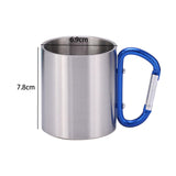 Maxbell Camping Cup with Hook Handle Backpacking Trips Portable Hiking Carabiner Mug Blue Handle