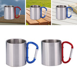 Maxbell Camping Cup with Hook Handle Backpacking Trips Portable Hiking Carabiner Mug Blue Handle