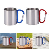 Maxbell Camping Cup with Hook Handle Backpacking Trips Portable Hiking Carabiner Mug Blue Handle