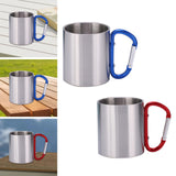 Maxbell Camping Cup with Hook Handle Backpacking Trips Portable Hiking Carabiner Mug Blue Handle
