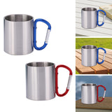 Maxbell Camping Cup with Hook Handle Backpacking Trips Portable Hiking Carabiner Mug Blue Handle