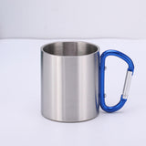 Maxbell Camping Cup with Hook Handle Backpacking Trips Portable Hiking Carabiner Mug Blue Handle