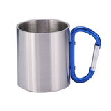 Maxbell Camping Cup with Hook Handle Backpacking Trips Portable Hiking Carabiner Mug Blue Handle