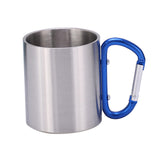 Maxbell Camping Cup with Hook Handle Backpacking Trips Portable Hiking Carabiner Mug Blue Handle