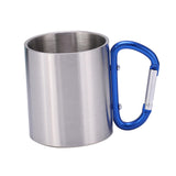 Maxbell Camping Cup with Hook Handle Backpacking Trips Portable Hiking Carabiner Mug Blue Handle