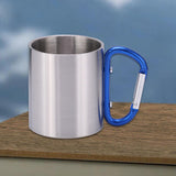 Maxbell Camping Cup with Hook Handle Backpacking Trips Portable Hiking Carabiner Mug Blue Handle