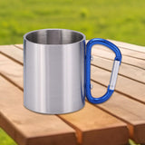 Maxbell Camping Cup with Hook Handle Backpacking Trips Portable Hiking Carabiner Mug Blue Handle