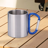 Maxbell Camping Cup with Hook Handle Backpacking Trips Portable Hiking Carabiner Mug Blue Handle