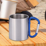 Maxbell Camping Cup with Hook Handle Backpacking Trips Portable Hiking Carabiner Mug Blue Handle