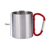 Maxbell Camping Cup with Hook Handle Backpacking Trips Portable Hiking Carabiner Mug Red Handle