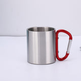 Maxbell Camping Cup with Hook Handle Backpacking Trips Portable Hiking Carabiner Mug Red Handle