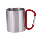 Maxbell Camping Cup with Hook Handle Backpacking Trips Portable Hiking Carabiner Mug Red Handle