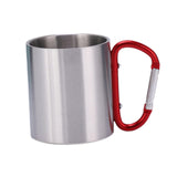 Maxbell Camping Cup with Hook Handle Backpacking Trips Portable Hiking Carabiner Mug Red Handle