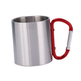 Maxbell Camping Cup with Hook Handle Backpacking Trips Portable Hiking Carabiner Mug Red Handle