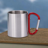 Maxbell Camping Cup with Hook Handle Backpacking Trips Portable Hiking Carabiner Mug Red Handle