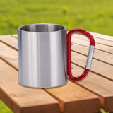 Maxbell Camping Cup with Hook Handle Backpacking Trips Portable Hiking Carabiner Mug Red Handle