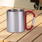 Maxbell Camping Cup with Hook Handle Backpacking Trips Portable Hiking Carabiner Mug Red Handle