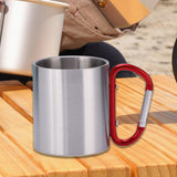 Maxbell Camping Cup with Hook Handle Backpacking Trips Portable Hiking Carabiner Mug Red Handle