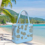 Maxbell Washable Tote Bag Fashion with Hole Waterproof Travel Bag Summer Beach Pouch Blue