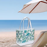 Maxbell Washable Tote Bag Fashion with Hole Waterproof Travel Bag Summer Beach Pouch Leaves