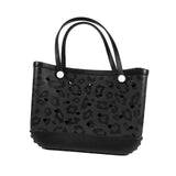 Maxbell Washable Tote Bag Fashion with Hole Waterproof Travel Bag Summer Beach Pouch Black