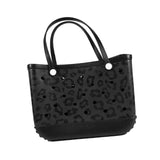 Maxbell Washable Tote Bag Fashion with Hole Waterproof Travel Bag Summer Beach Pouch Black