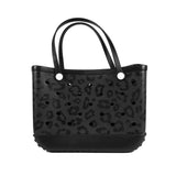 Maxbell Washable Tote Bag Fashion with Hole Waterproof Travel Bag Summer Beach Pouch Black