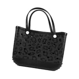 Maxbell Washable Tote Bag Fashion with Hole Waterproof Travel Bag Summer Beach Pouch Black