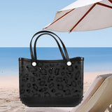 Maxbell Washable Tote Bag Fashion with Hole Waterproof Travel Bag Summer Beach Pouch Black