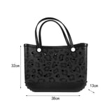 Maxbell Washable Tote Bag Fashion with Hole Waterproof Travel Bag Summer Beach Pouch Black