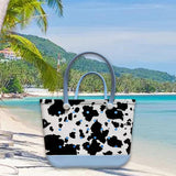 Maxbell Washable Tote Bag Fashion with Hole Waterproof Travel Bag Summer Beach Pouch Cow