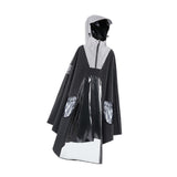 Maxbell Hooded Rain Poncho Reusable Long Sleeve Rainwear Rain Cape Pullover Raincoat Black