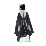 Maxbell Hooded Rain Poncho Reusable Long Sleeve Rainwear Rain Cape Pullover Raincoat Black