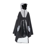 Maxbell Hooded Rain Poncho Reusable Long Sleeve Rainwear Rain Cape Pullover Raincoat Black