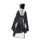 Maxbell Hooded Rain Poncho Reusable Long Sleeve Rainwear Rain Cape Pullover Raincoat Black