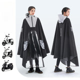 Maxbell Hooded Rain Poncho Reusable Long Sleeve Rainwear Rain Cape Pullover Raincoat Black