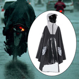 Maxbell Hooded Rain Poncho Reusable Long Sleeve Rainwear Rain Cape Pullover Raincoat Black