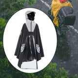 Maxbell Hooded Rain Poncho Reusable Long Sleeve Rainwear Rain Cape Pullover Raincoat Black