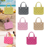 Maxbell 2xHole Bag Waterproof Washable Fashion Open Tote Bag for Shopping Travel Beach Gray