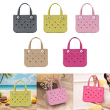 Maxbell 2xHole Bag Waterproof Washable Fashion Open Tote Bag for Shopping Travel Beach Gray