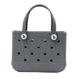 Maxbell 2xHole Bag Waterproof Washable Fashion Open Tote Bag for Shopping Travel Beach Gray